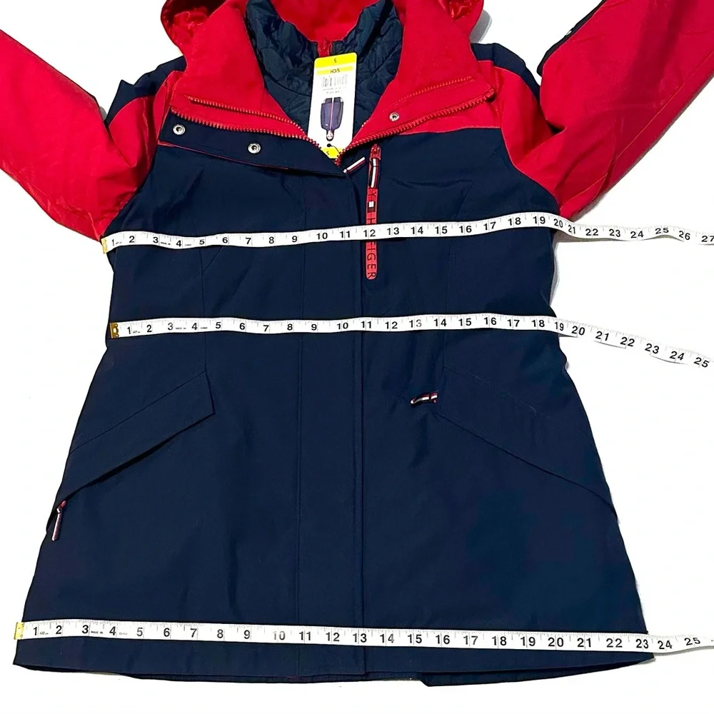 NWT TOMMY HILFIGER 3-in-1 ALL WEATHER SYSTEMS JACKET COAT RED NAVY Sz S